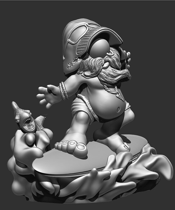 Surfing Gonk Gnarly Brad 3D STL Model — view 2