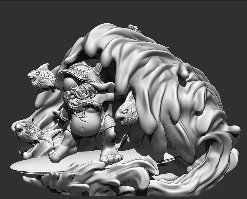 Surfing Gonk Gnarly Brad 3D STL Model — view 3