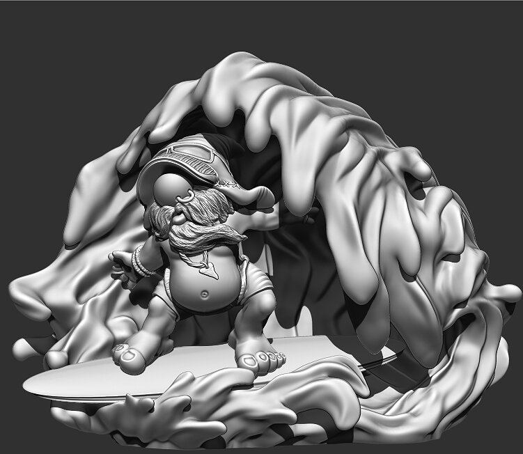 Surfing Gonk Gnarly Brad 3D STL Model — view 4