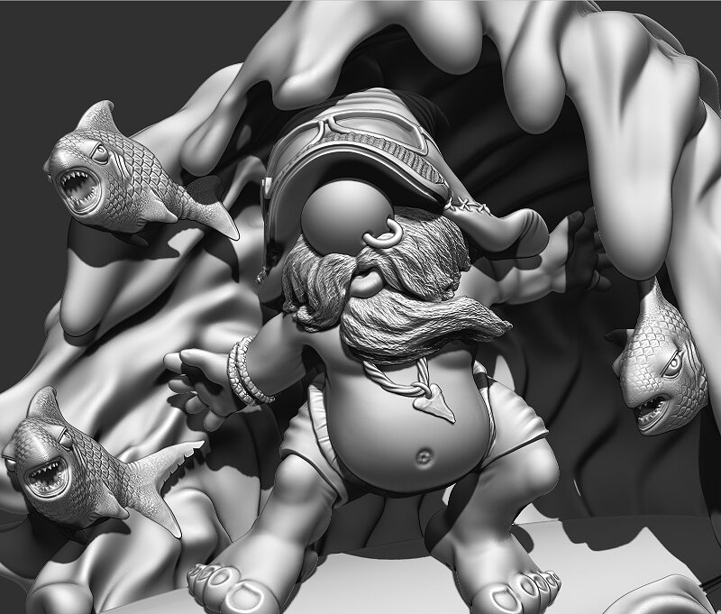Surfing Gonk Gnarly Brad 3D STL Model — view 5