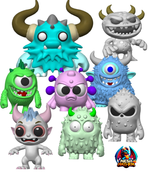 Chibi Monster Group 1 3D STL Model