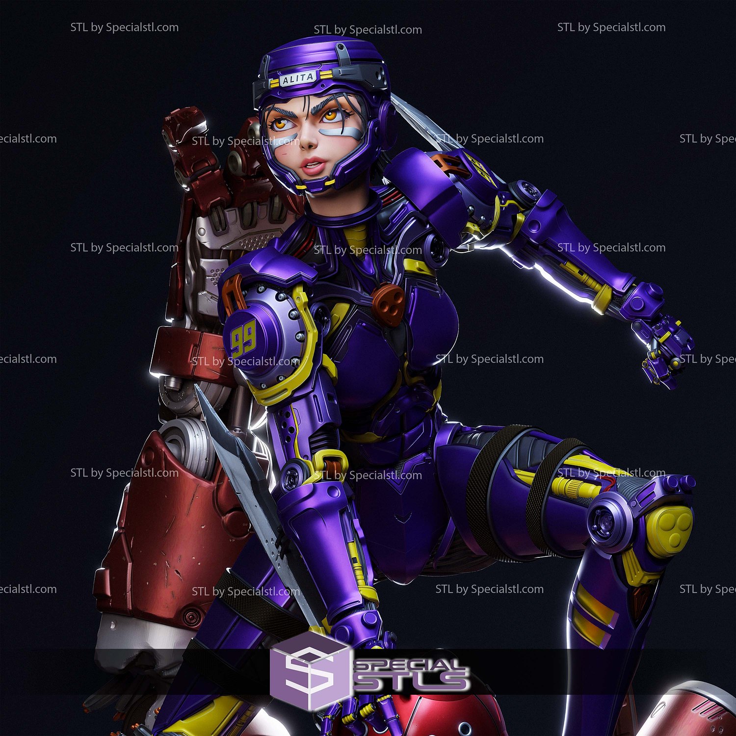 Alita Armor Battle STL Files 3D Model — view 5