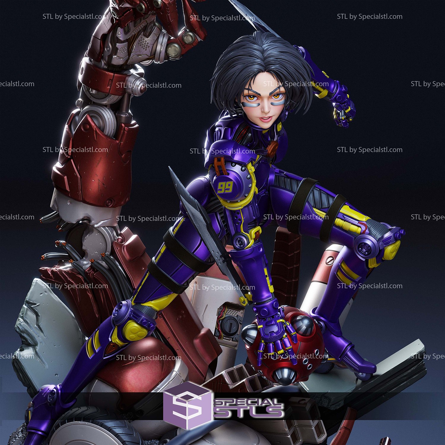 Alita Armor Battle STL Files 3D Model — view 7