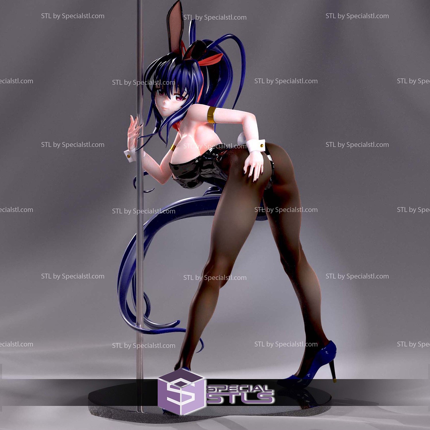 Akeno Himejima Pole Dancer Sculptures 3D Printing STL Model — view 2