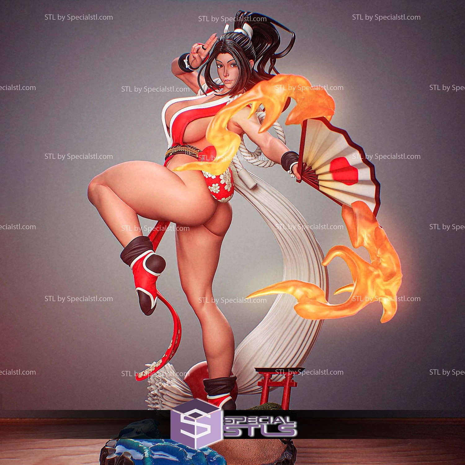 Mai Shiranui Fire Butterfly Fan 3D Printer Files STL Model — view 2