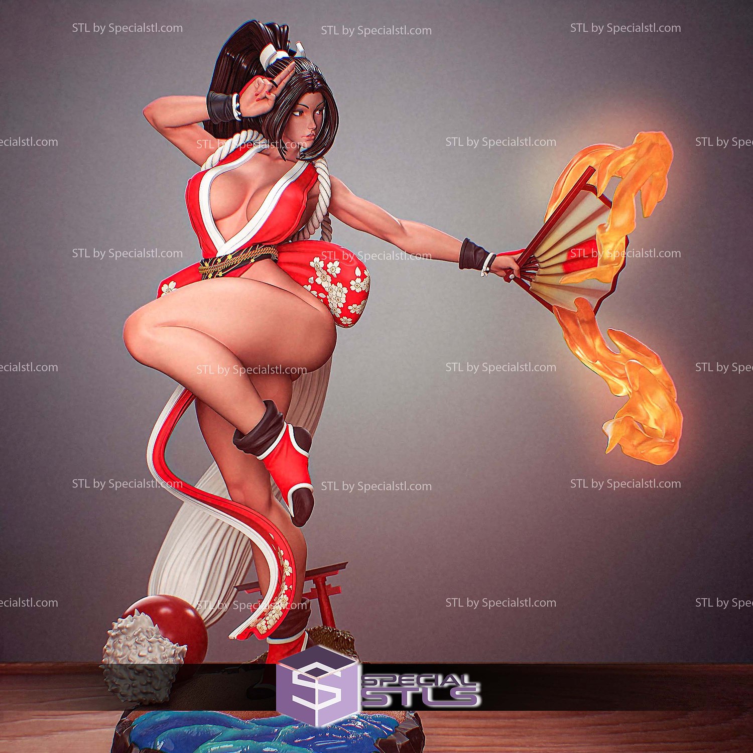 Mai Shiranui Fire Butterfly Fan 3D Printer Files STL Model — view 3