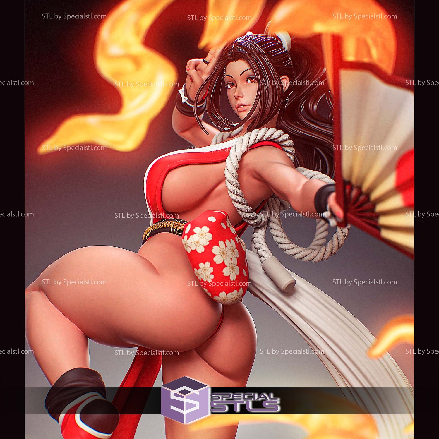 Mai Shiranui Fire Butterfly Fan 3D Printer Files STL Model — view 4
