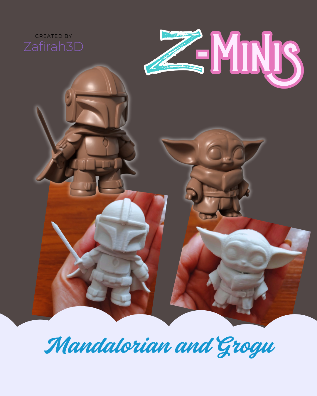 FREE! MANDALORIAN AND GROGU Z-MINIS COLLECTION 3D STL Model