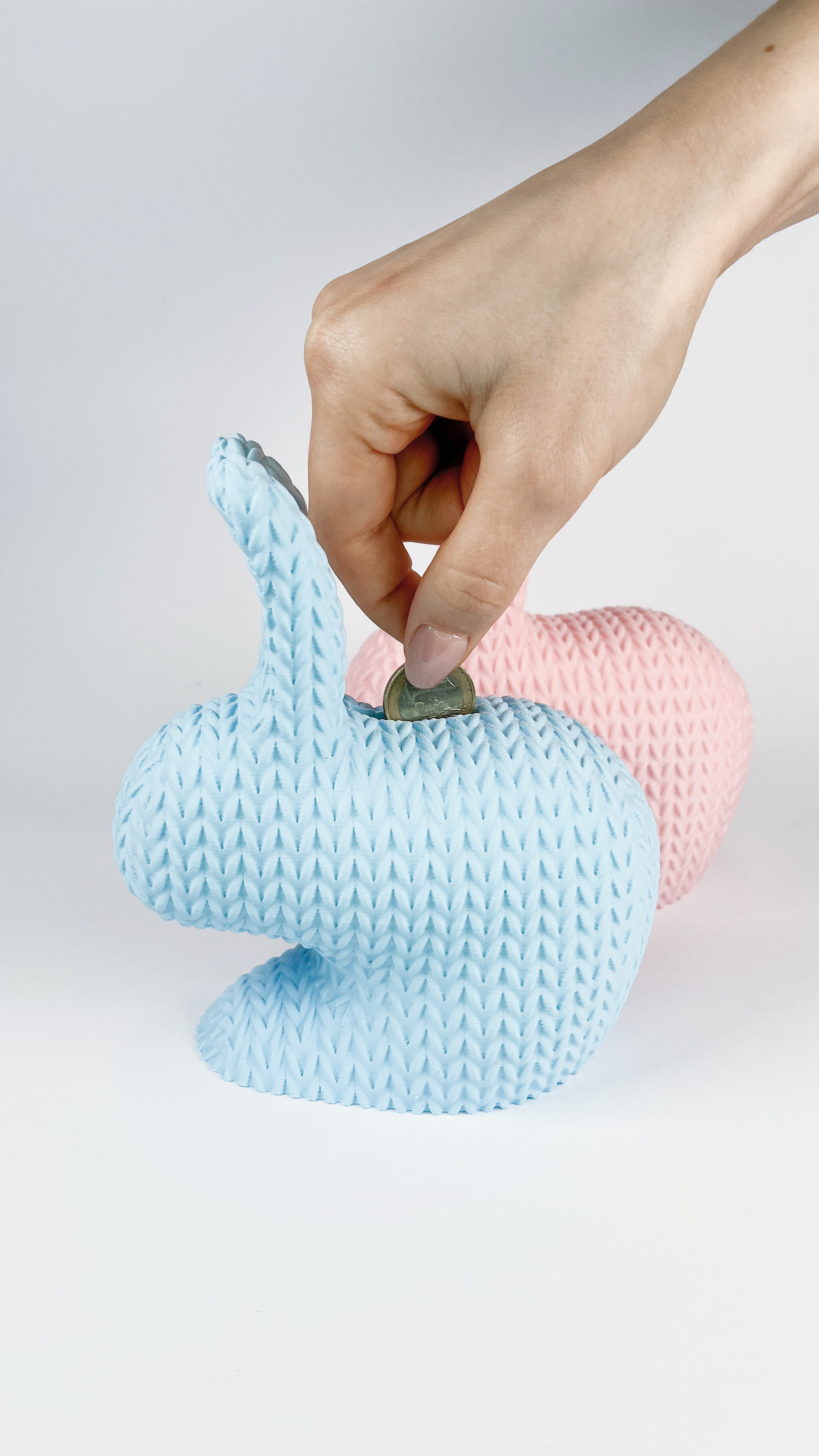 Troy Rabbit Knitted (Container + Piggy Bank Version), Easter Design 3D 3MF Model